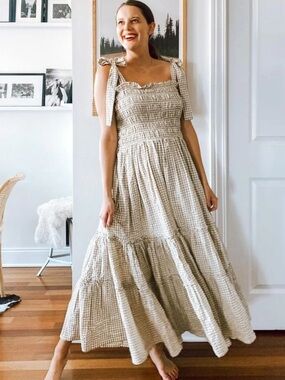 Dynasty George Clementine Dress in Tan Gingham